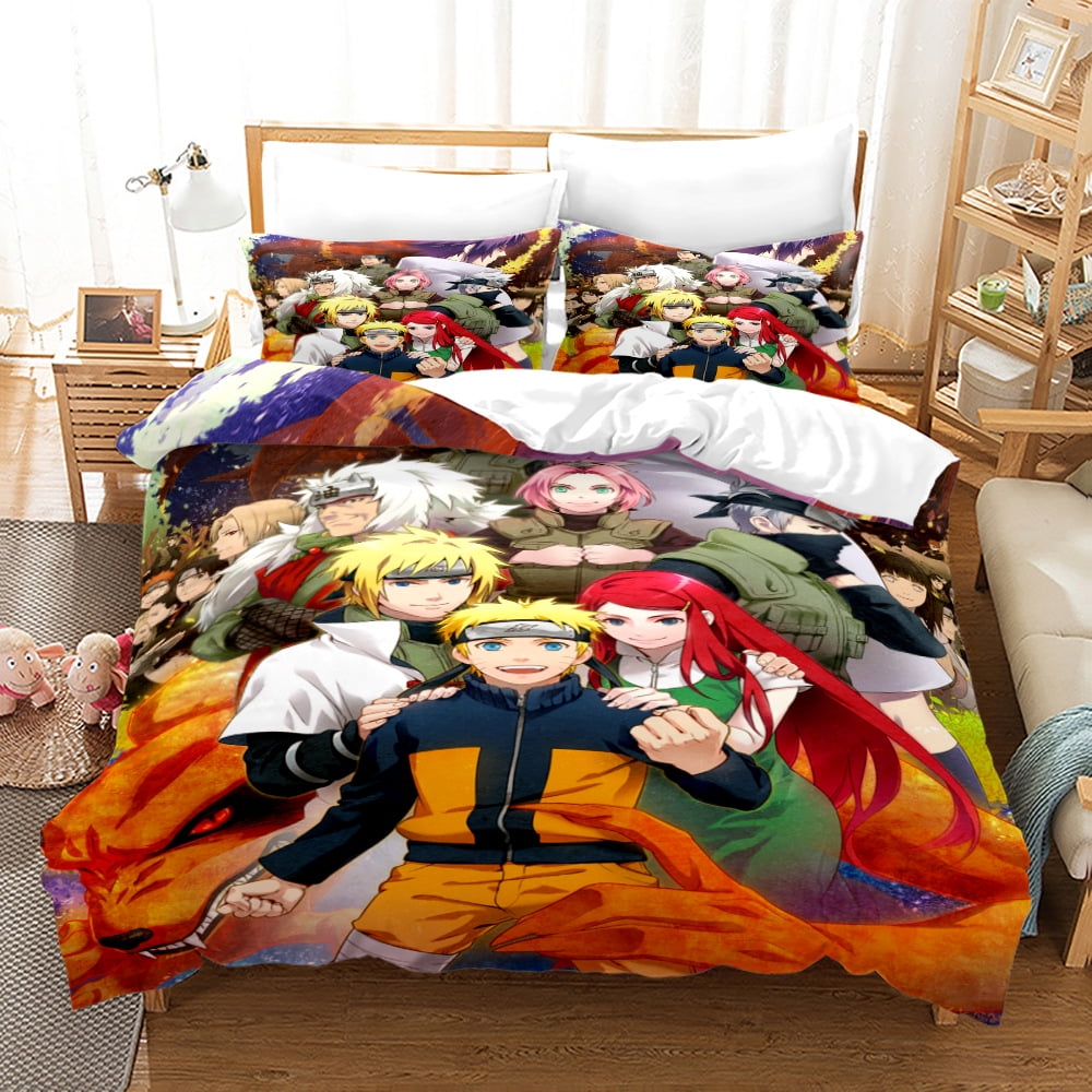 NARUTO Quilt Cover Bedding Sets for Boys Girls Anime Fans, 3D Print