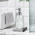 thumbnail image 5 of JOGGEIL 2Pcs Glass Soap Dispenser, 18Oz Refillable Hand Soap Dispenser with Rust Proof Stainless Steel Pump, Gem Pattern Design for Kitchen and Bathroom,White, 5 of 6