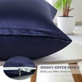 thumbnail image 6 of PiccoCasa Soft Silky Satin Pillowcases Zipper 2 Pack, Standard Navy, 6 of 8