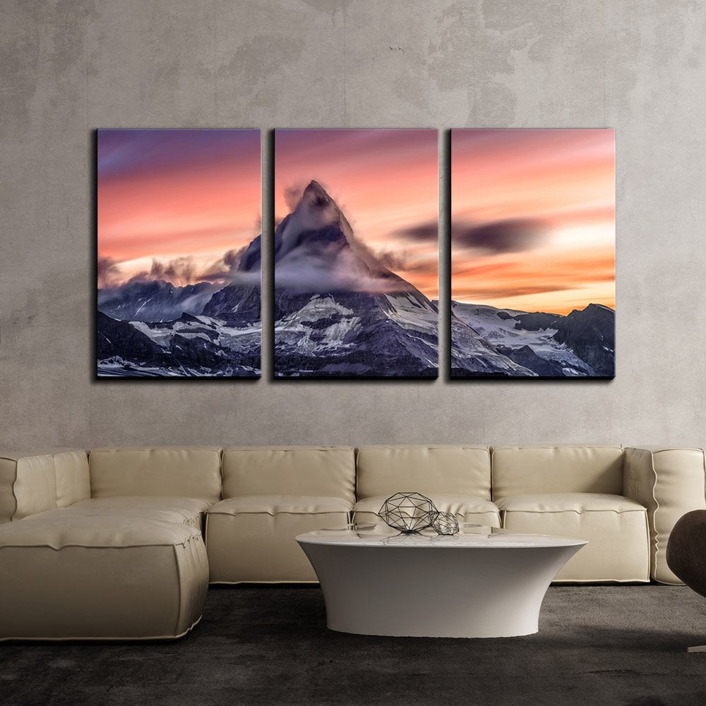 wall26 - 3 Piece Canvas Wall Art - Small Lake in The Switzerland