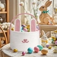 thumbnail image 6 of Cute Easter Basket, Large Easter Bunny Basket, Woven Cotton Rope Baby Egg Easter Baskets for Girls, Boys, Toddler, Babies, Infant, with Gift Bags and Ribbons, 6 of 9