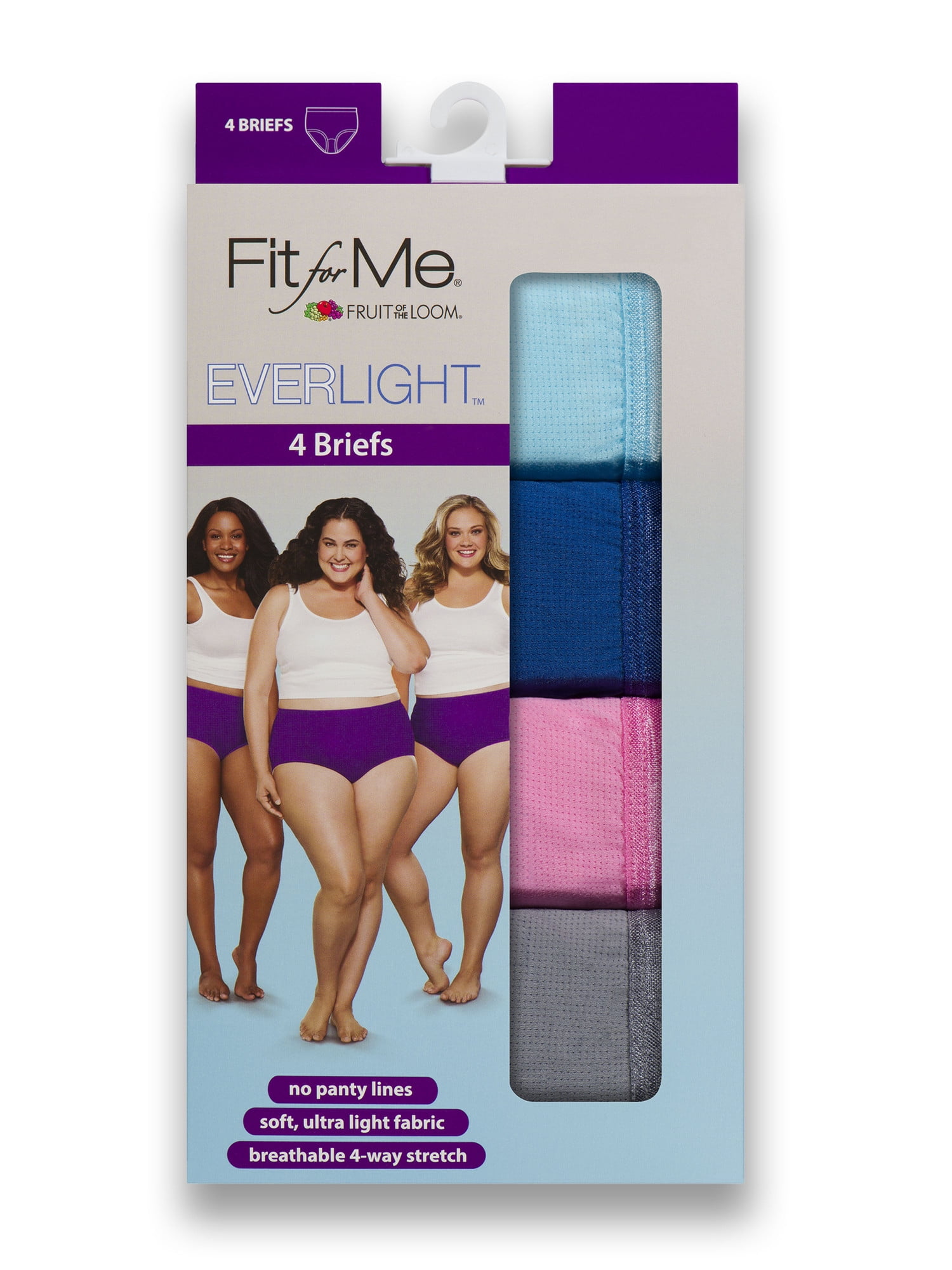 Fit for Me Women's Plus EverLight Brief Underwear, 4 Pack