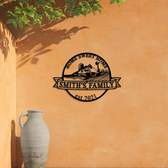 Custom Home Sweet Home Family Sign Personalized Last Name Sign Metal Outdoor Front Door Wall Art Decor Gift for Couple Est Sign