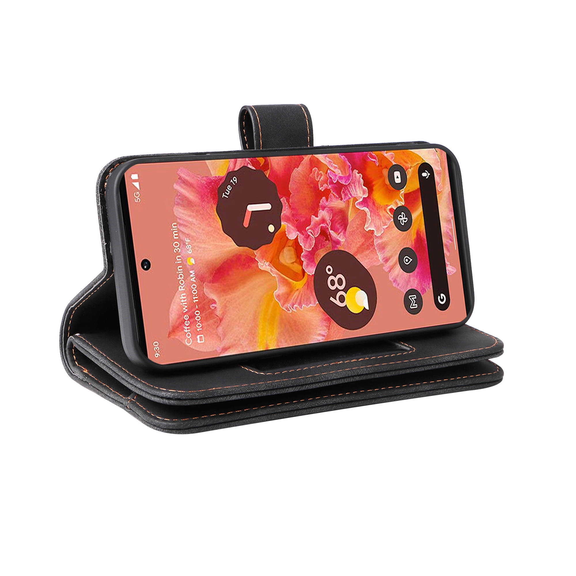 Dteck Crossbody Wallet Magnetic Phone Case for iPhone 13 mini, Premium PU Leather Handbag Zipper Pocket with Lanyard Shoulder Strap Wristlet Folio Flip Case for Apple iPhone 13 mini,Black