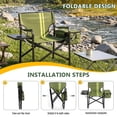thumbnail image 4 of UBesGoo Portable Director Chair, 265 lbs Capacity Folding Outdoor Chair with Side Tray & Insulated Cooler Bag for Camping, Tailgating, Sports, Army Green with Light Yellow Accents, 4 of 18