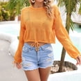thumbnail image 5 of Kaemgyyd Crochet Cover Ups for Women Hollow out Long Sleeve Knit Coverup Summer Outfits Trendy Tie up Beach Swimsuit, 5 of 7