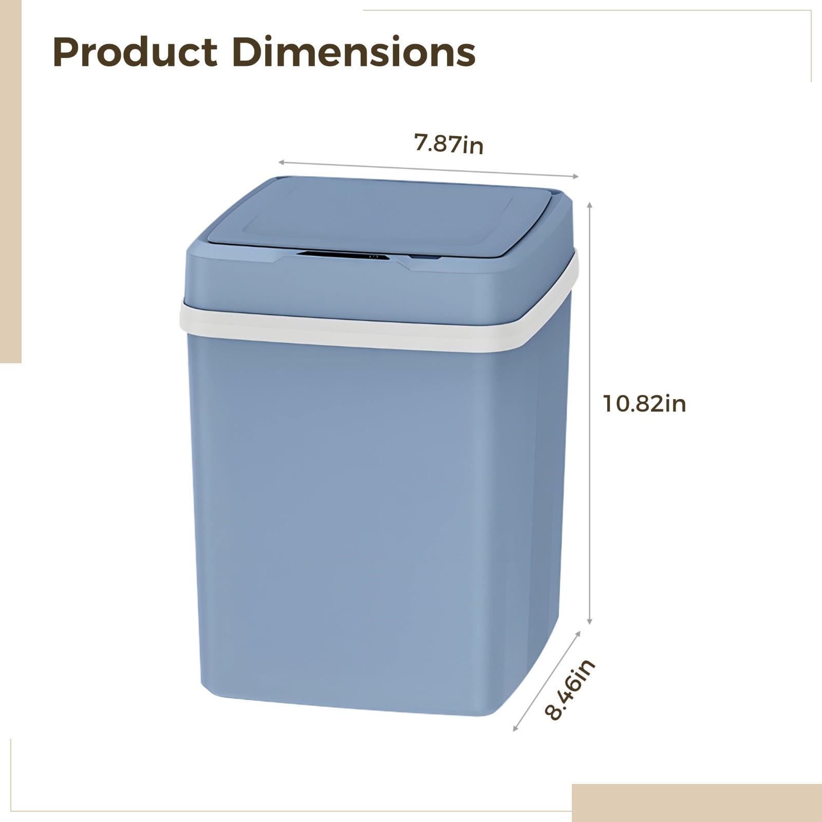 Automatic Touchless Sensor Bin, 12 L Trash Bin for Kitchen and Bathroom, Built-In Lithium Battery, Waterproof Trash Can, Triple Modes, Blue