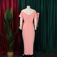 thumbnail image 5 of AURA Plus Size Women Sexy V Neck Big Bow High Waist Split Maxi Party Dress Elegant Bodycon Evening Gown, 5 of 8