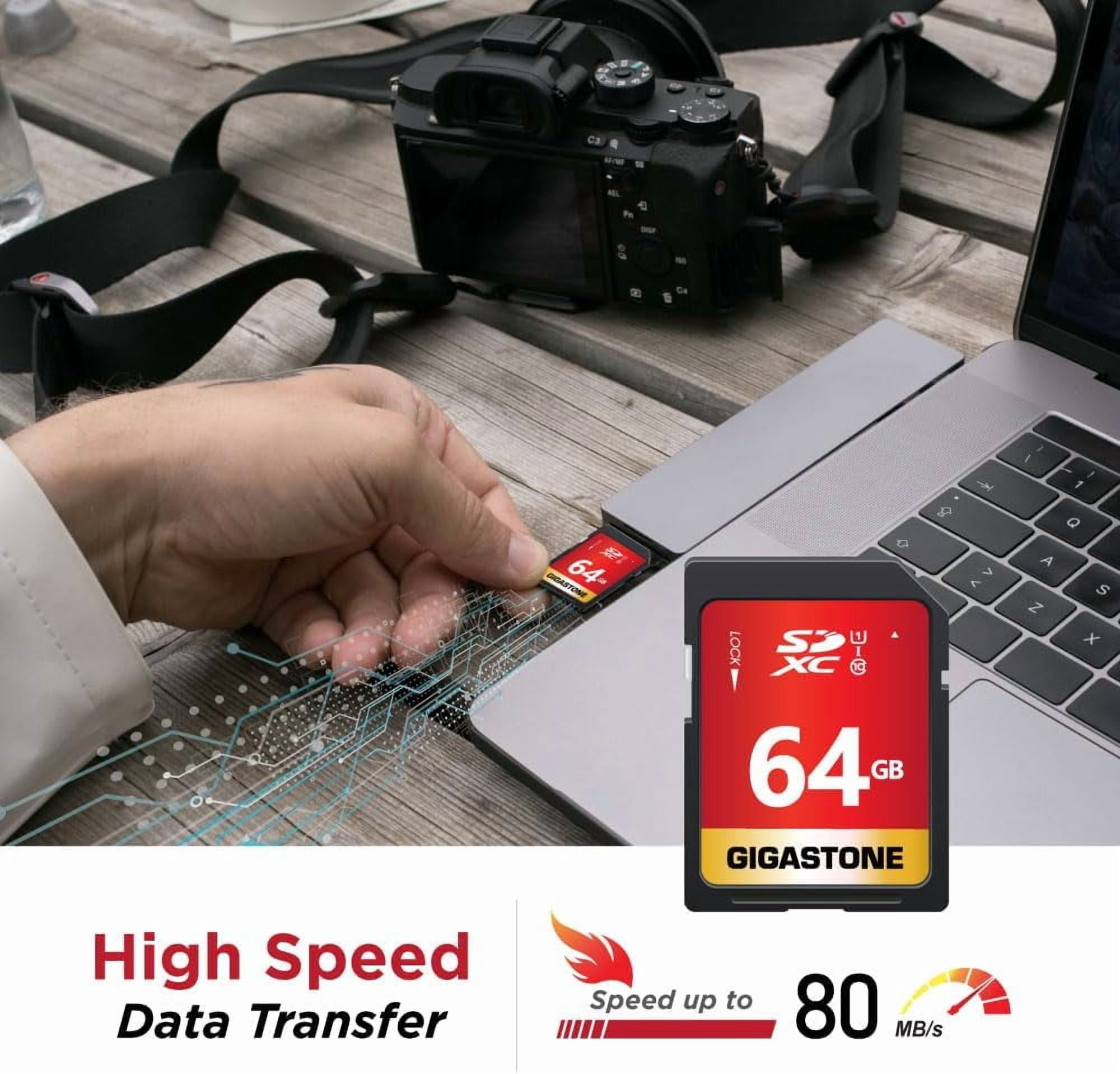 Gigastone 64GB SD Card V30 SDXC Memory Card High Speed 4K Ultra HD UHD Video Compatible with Canon Nikon Sony Pentax Kodak Olympus Panasonic Digital Camera - GS-SDXC80U1-64GB-R