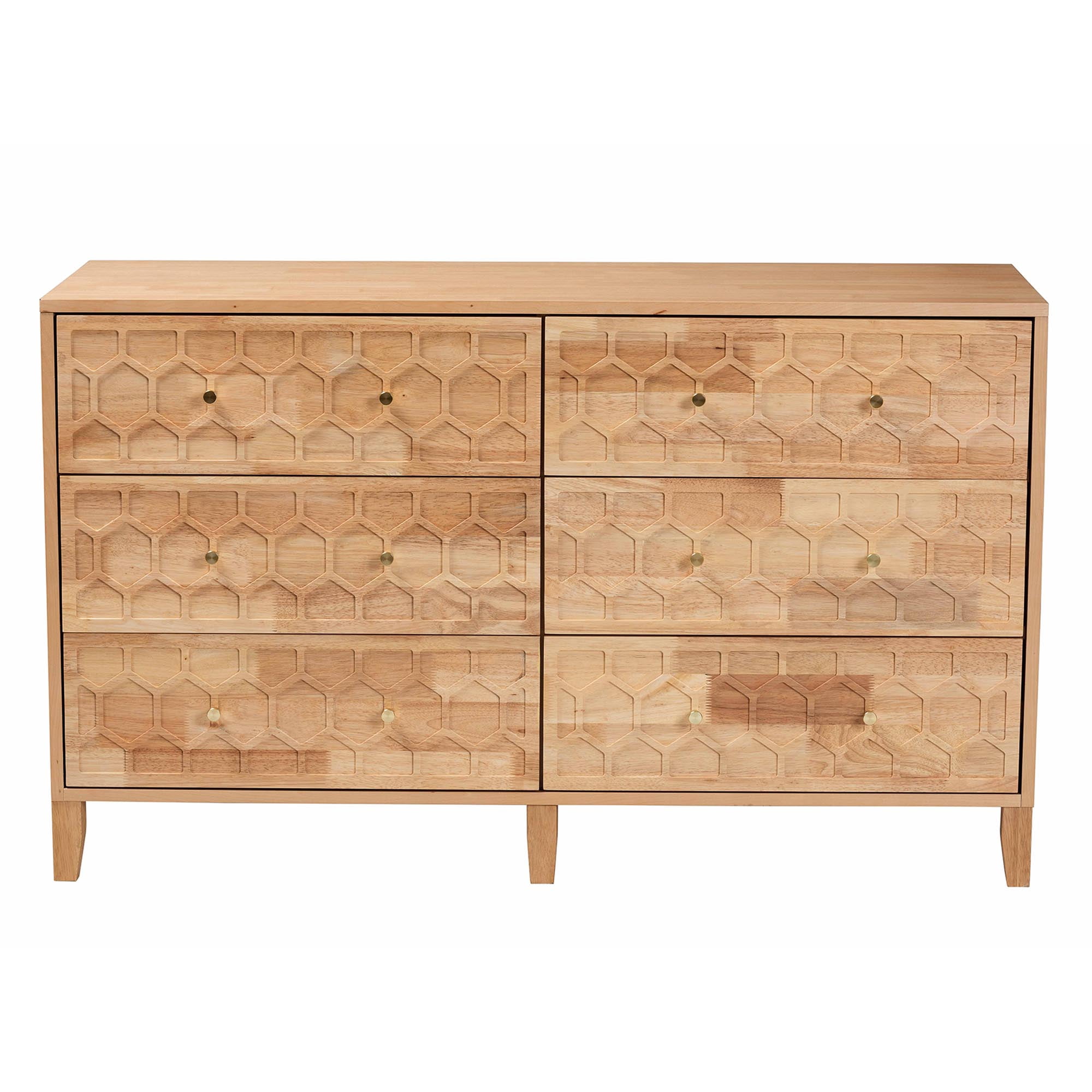 Baxton Studio Hosea Japandi Dresser, 6-Drawer, Natural