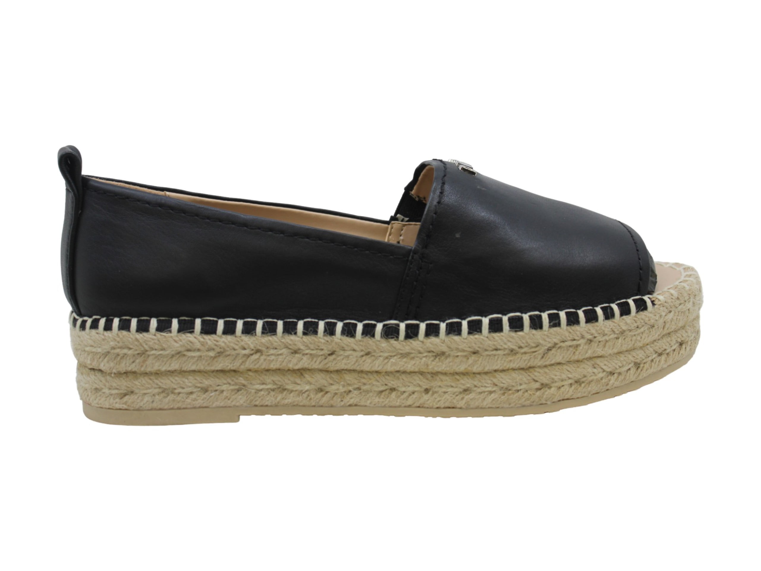 DKNY Womens Mer Leather Open Toe Casual Espadrille Sandals, Black, Size ...