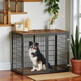 thumbnail image 2 of GZXS Large Wooden Dog Crate Furniture with Triple Doors, 47.2-inch Dog Cage End Table in Steel Construction for Medium to Large Dogs (Rustic Brown), 2 of 9