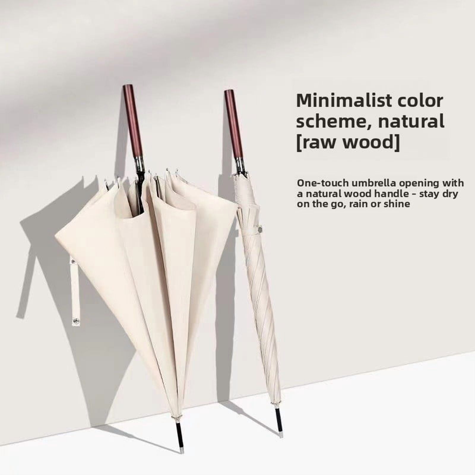 Light luxury wooden long-handled business umbrella, strengthen windproof, increase umbrella surface, simple color matching, 24-bone long-handled umbrella.