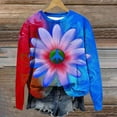 thumbnail image 2 of Rbaofujie Chandails à Capuchon pour Femmes Chandails Décontractés Imprimés à Col Rond à Manches Longues Hauts Amples Chandails en Molleton Cardigan Bleu Chandails pour Femmes, 2 of 3