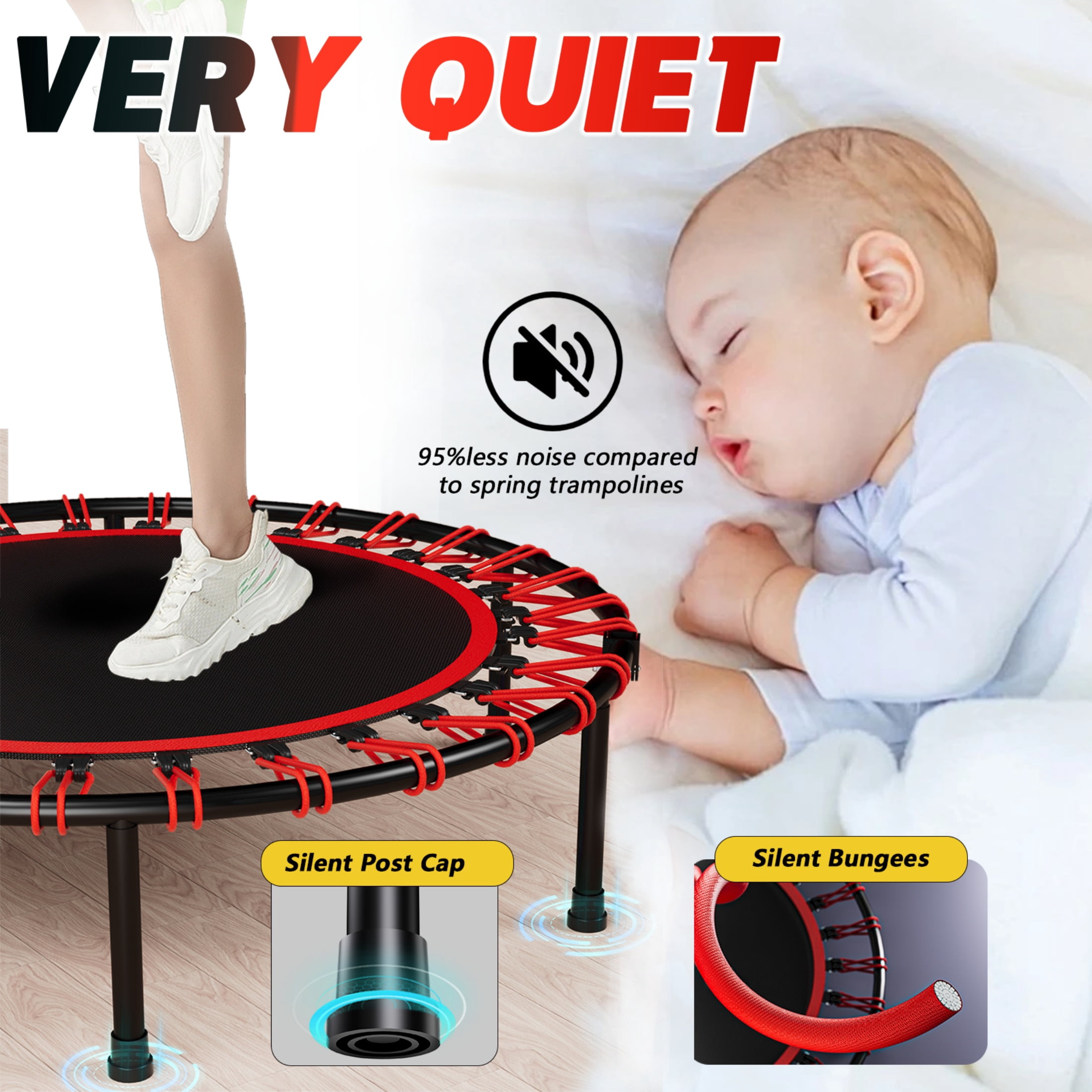 40in Rebounder Trampoline for Adults, SHINPT Fitness Trampoline with Handle, 40" Gym Equipment for Home, Exercise Trampoline for Adults Indoor, Outdoor Foldable Trampoline for Yard, Basement, Lawn