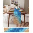 thumbnail image 3 of nqOlkjepod Blue Ombre Coastal Table Runner 108 Inches Long Farmhouse Dress Scarves, Summer Nautical Beach Ocean Seaside Dining Tablerunner for Coffee Table/Kitchen Island/Party Décor, 13" x 108", 3 of 8