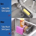 thumbnail image 4 of 2-in-1 Kitchen Sink Caddy Sponge Holder + Brush Holder, Small In-sink Dish Sponge Caddy, 304 Stainless Steel Rust Proof, Hanging Kitchen Sink Organizer Rack Basket, 4 of 9