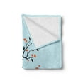 thumbnail image 2 of Engagement Party Soft Flannel Fleece Blanket, Happy Bird Couple Perching on Tree with Heart Shaped Flowers, Cozy Plush for Indoor and Outdoor Use, 50" x 70", Baby Blue Orange Black, by Ambesonne, 2 of 5