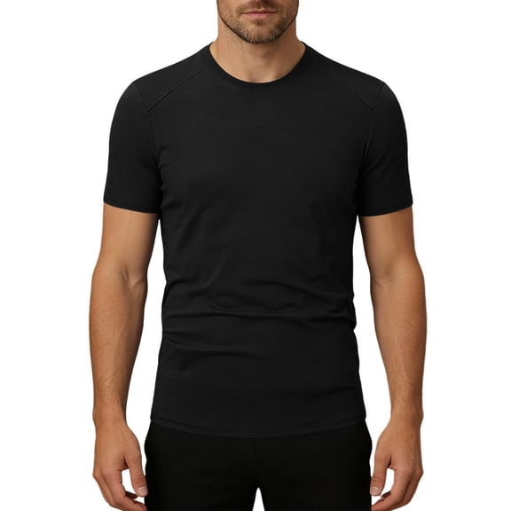 USNSM (L-5XL) Men's Plus Size T-Shirts Moisture Wicking Quick Dry Short Sleeve Crew Neck T Shirts Casual Classic Basic Tee Shirts Black XXXXL