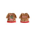 thumbnail image 3 of RUINIXCW Toddler Girl Christmas Gingerbread Dress with Bow Long Sleeve A-line Dress, 3 of 8