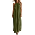 thumbnail image 6 of Tqcoqu Sleeveless Long Dress for Women,Boho Halter Maxi Sundress Casual Loose Dresses,Army Green Women's S-XXL, 6 of 8