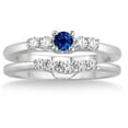 thumbnail image 2 of 1.5 Carat Round Shape Blue Sapphire And Moissanite Diamond Wedding Ring Inexpensive Bridal Set on 10k White Gold, 2 of 2