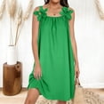 thumbnail image 2 of HBGVBA Women's Summer Mini Dress,Plus Size Short Sleeve Dresses,Summer Solid Color Lace Cami Round Neck Loose Midi Dress, 2 of 5