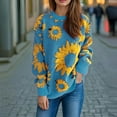 thumbnail image 2 of WRKEKC Women's Sunflower Jacquard Crewneck Knit Pullover Sweater Long Sleeve Casual Retro Floral Pattern Cozy Tops Unique Style, 2 of 10