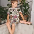 thumbnail image 4 of Balery Vintage Coffee Conjunto de Pijama Infantil de Manga Corta con Estampado – Ropa de Dormir de Algodón Suave-Small, 4 of 6