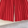 thumbnail image 4 of HAOTAGS Girls Summer Outfit Sets,Solid Color Short - sleeved Shirt Pleated Wide - leg Pants Two-piece For Kids Red 12-18 Month, 4 of 8