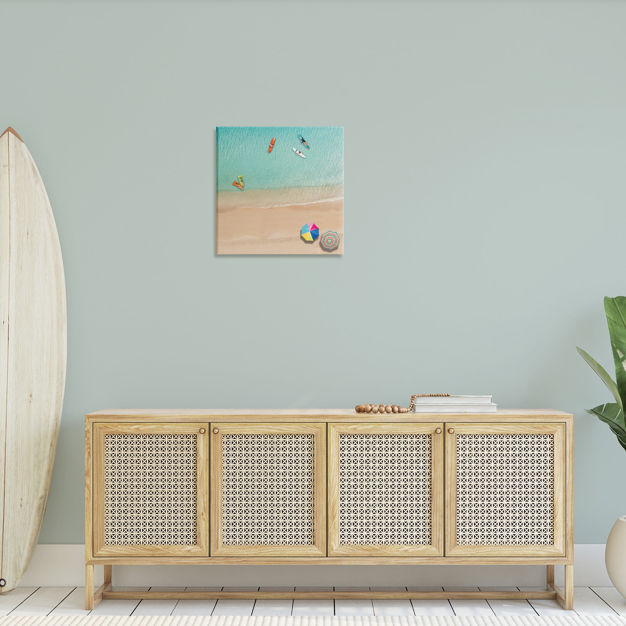 Stupell Industries Beachgoers Aerial View Landscape Painting Gallery Wrapped Canvas Art Print Wall Art, 24 x 24