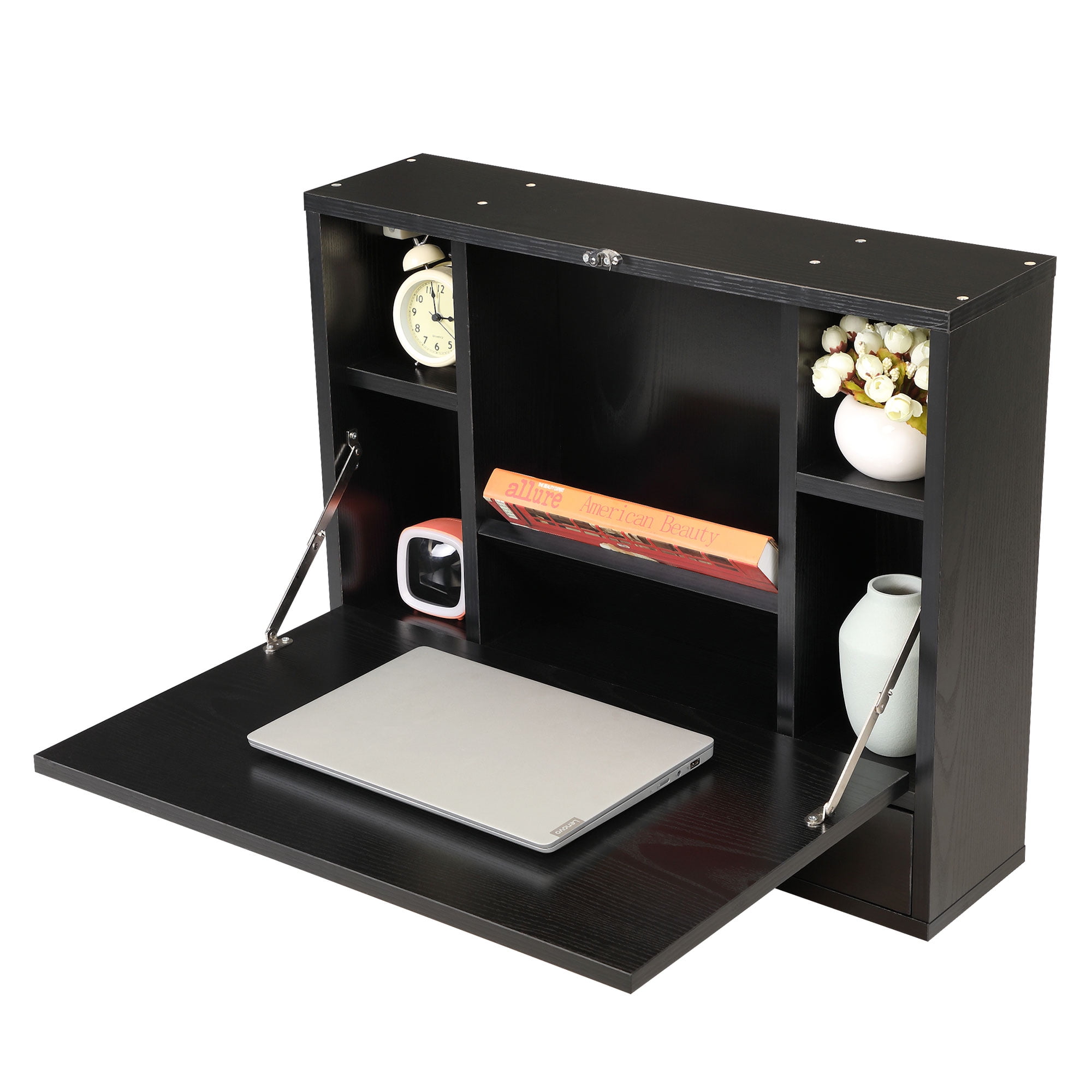 Wooden Wall-Mounted Desk with Drawer, Convertible Writing Desk for Home Office