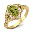 thumbnail image 2 of 1.20 Ctw Oval Peridot 925 Sterling Silver Gold Vermeil Solitaire Women Bridal Mother's Day Gift Ring, 2 of 3