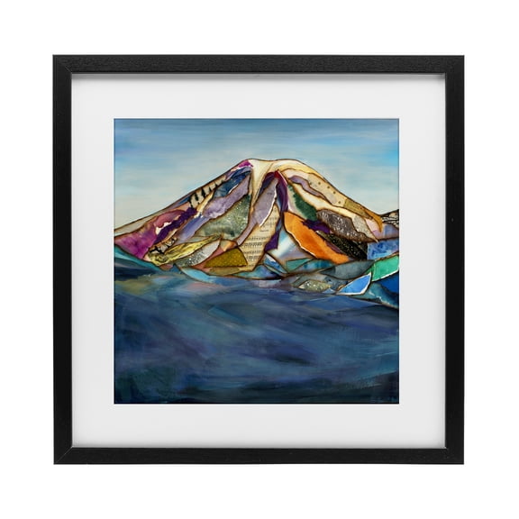 Stupell Industries Eclectic Collaged Layers Mountain Black Framed Print Under Glass, 13 x 13, by Van Horne-Borcherding
