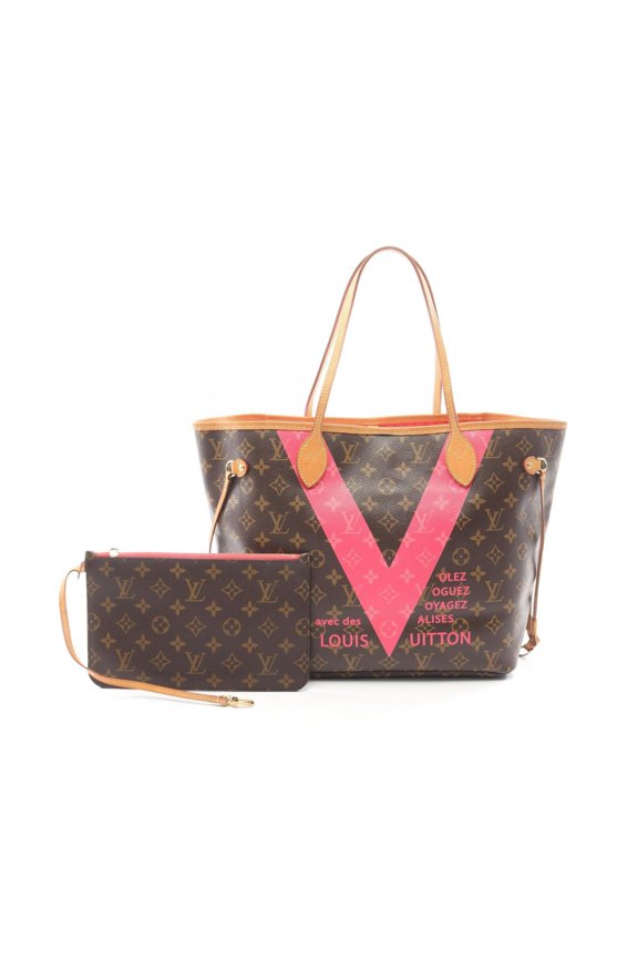 Pre-Owned Louis Vuitton Neverfull MM Monogram V Grenade Tote Bag Handbag Coated Canvas Leather...
