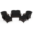 thumbnail image 1 of Gymax 5PCS Rotin Patio Conversation Canapé Meubles Ensemble Extérieur W / Coussins Noirs, 1 of 10