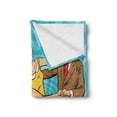 thumbnail image 2 of Wife Soft Flannel Fleece Throw Blanket, Dancing Romantic Happy Couple in Vintage Comic Book Art Style on a Blue Background, Cozy Plush for Indoor and Outdoor Use, 50" x 70", Multicolor, by Ambesonne, 2 of 5