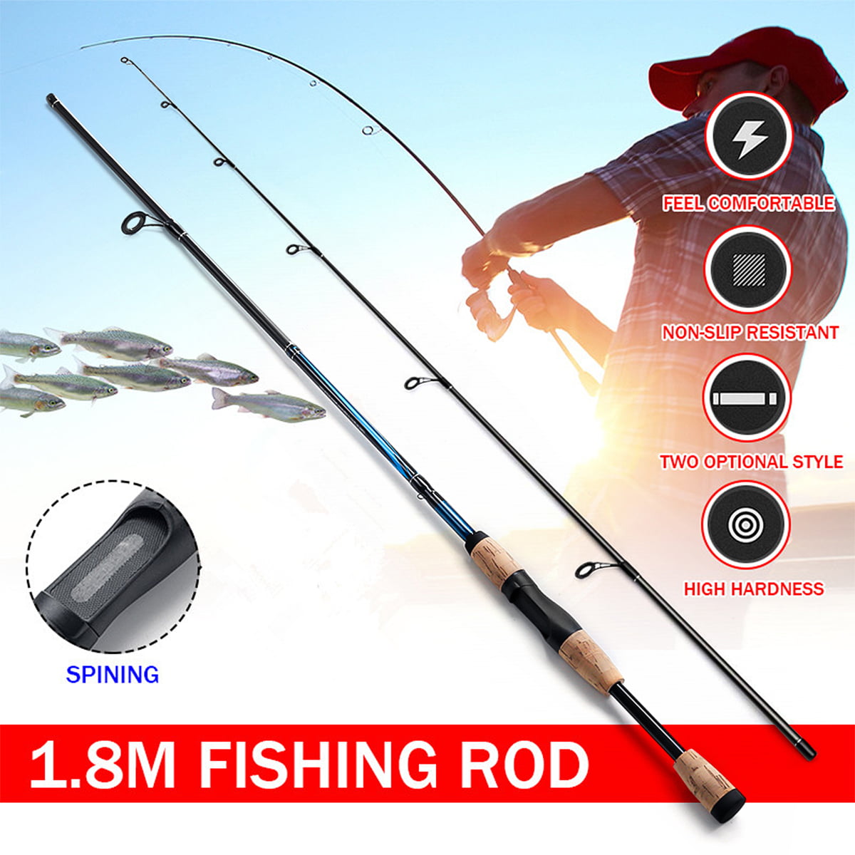 Ultralight Spinning Fishing Casting Rod Carbon Handle 1-5g Lure Weight For Trout 