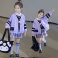 thumbnail image 4 of Sanrioed Anime Kuromi Girl Jk Uniform College Style Varsity Cardigan Skirt Shirt Vest Sweatshirt Y2K Streetwear Baseball Uniform, 4 of 5