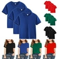 thumbnail image 2 of Zwiiyzr 3 Pack Boys Girls Cotton Basic Tee Shirts Baby Clothes Short Sleeve Crewneck Soft Kids Solid Color Summer Top T-Shirt Black, 2 of 7
