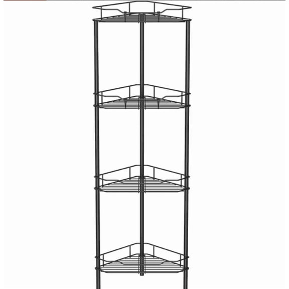 Liujie Freestanding 4‑Tier Metal Corner Shelf, Rustproof Triangle Shower Storage Caddy with Drainage Baskets for Bathroom, Kitchen, Restroom