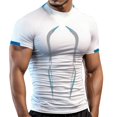 thumbnail image 3 of Workout Shirts for Men Summer Short Sleeve Neck Fitting Tight Quick Drying Muscle Tees Athletic Gym Tshirts, 3 of 7