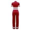 thumbnail image 6 of REORIAFEE 2 Piece Set for Women Summer Casual Comfy Outfits Workout Sports Tracksuit Summer Outfit Fashion Women Summer Round Neck Casual Short Sleeve Top + Pant Set Red L, 6 of 6