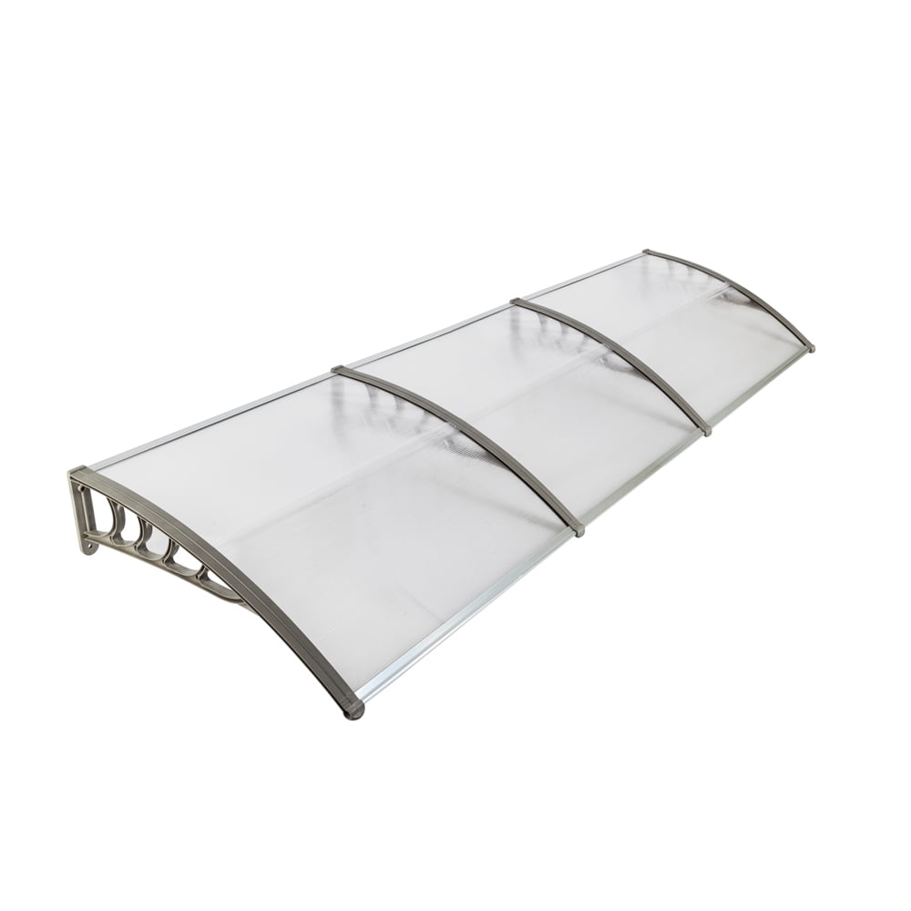 Kepooman 39.37" x 37.79" Outdoor Front Door Window Awning, Patio Eaves Canopy PC Cover UV Rain Snow Protection, Transparent Board Gray Holder Kepooman 39.37" x 37.79" Outdoor Front Door Window Awning, Patio Eaves Canopy PC Cover UV Rain Snow Protection, Transparent Board Gray Holder
