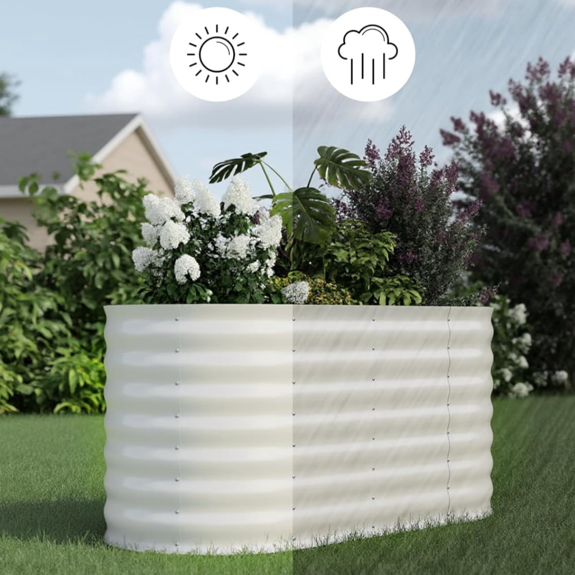 WildBreak Raised Garden Bed, Galvanized Planter Box, 4 x 2 x 2 ft, Beige