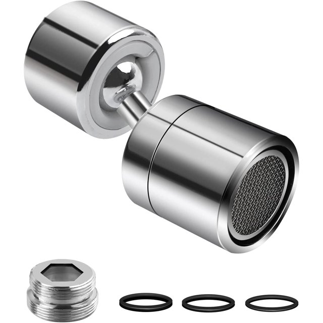 Grifo de espuma de doble giro con bola de latón, filtro de ahorro de agua giratorio de 360 grados, rosca interna M22 y grifo de rosca externa M24 para cocina y baño, plateado Sincero Electrónica