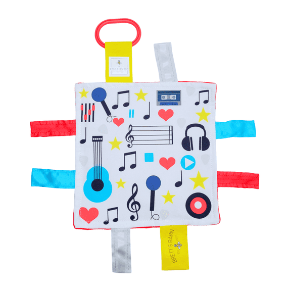 Baby Jack & Co 8x8" Music Instruments Learning Lovey Crinkle Tag Toy with Stroller Clip
