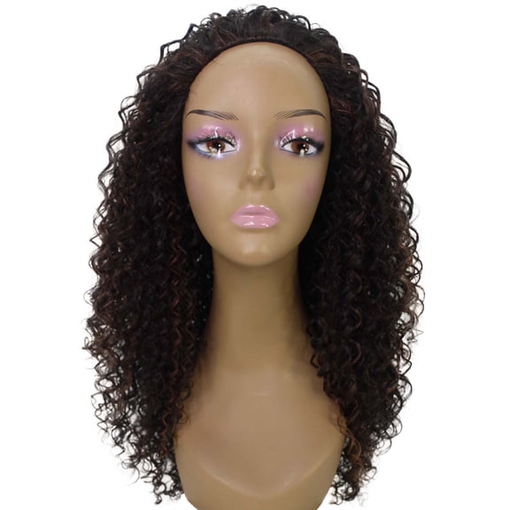LUXLUXE Isadora Curly Body Waves 22.5 in Long Half Wig Half Cap Wig, Mix Human Hair and Synthetic Fibers