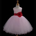 thumbnail image 3 of Ekidsbridal Formal Satin Tulle Rattail Edge Pink Flower Girl Dress Bridesmaid Wedding Pageant Toddler Recital Holiday Communion Graduation Reception Birthday Baptism Occasions 829T, 3 of 3