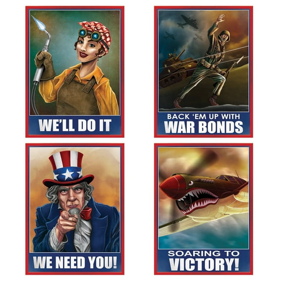 Beistle - World War II Poster Cutouts - 15¼" - Pack of 12